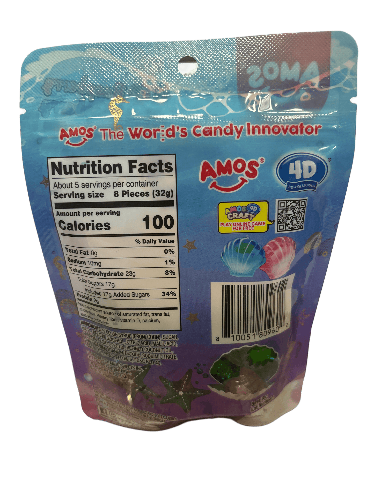 AMOS 4D Gummy Mermaid Jewels Candy Bag 6OZ
