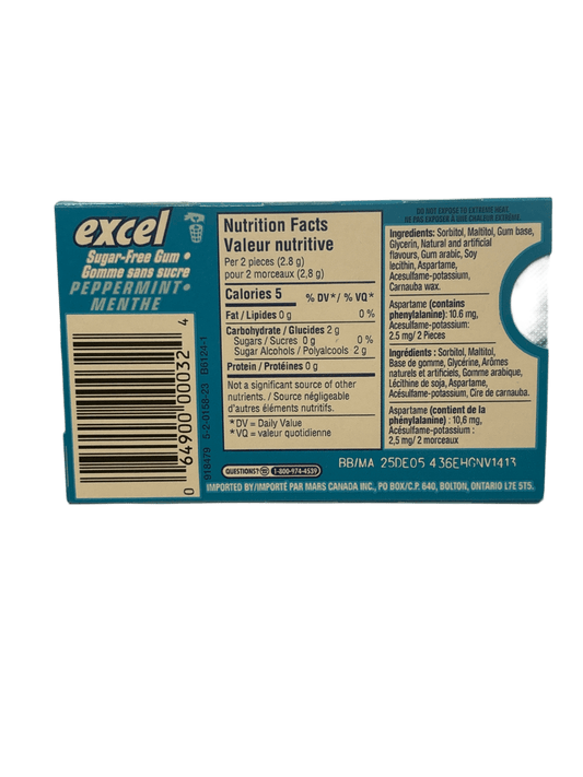 Excel Peppermint Gum 12 Pieces - Canadian Edition