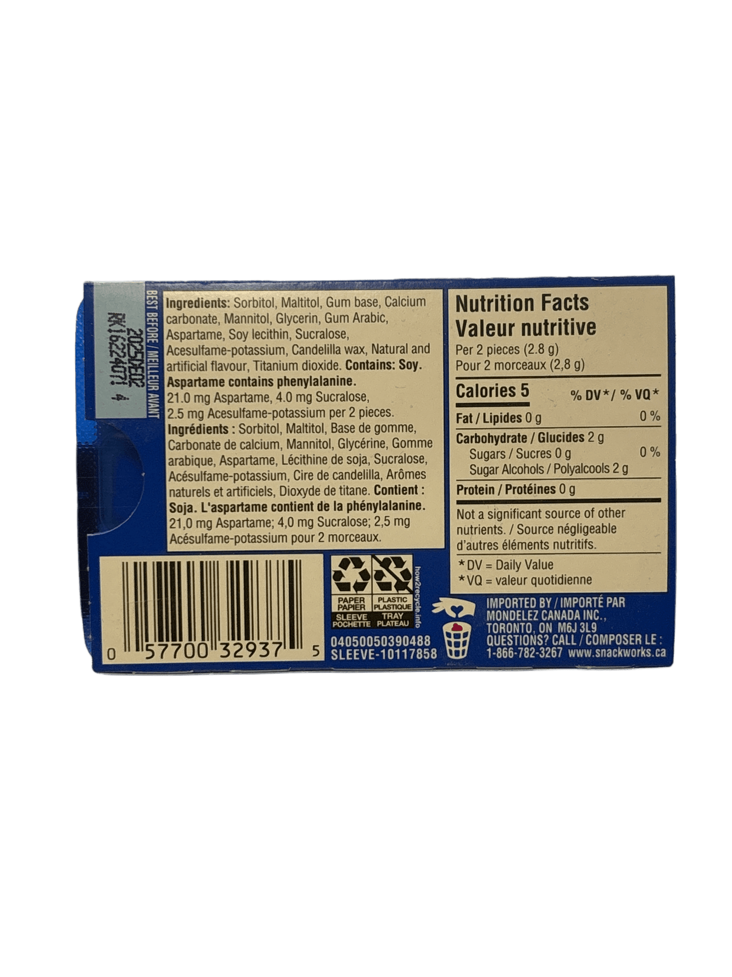 Dentyne Ice Peppermint Gum 12 Pieces - Canadian Edition