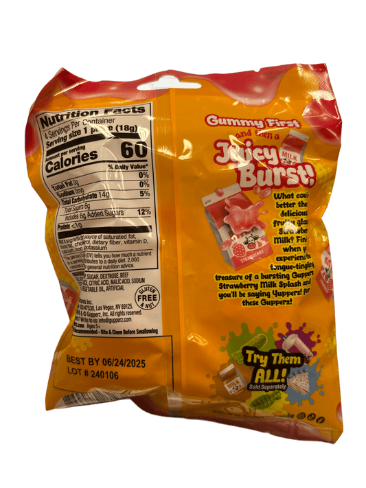 Gupperz Gummy Liquid Filled Popperz Strawberry Milk 2.54OZ - Chinese Edition