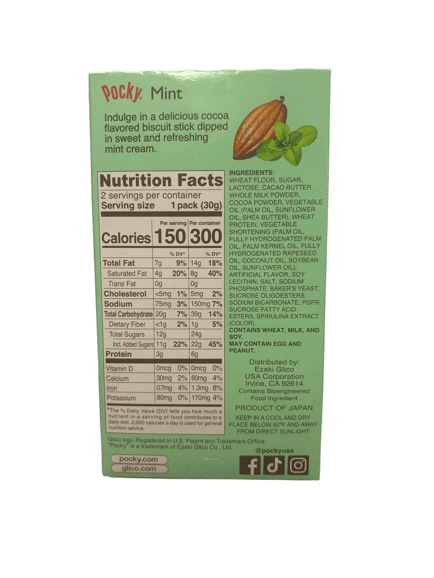 Pocky Mint Cream Covered Biscuit Sticks 2.14OZ