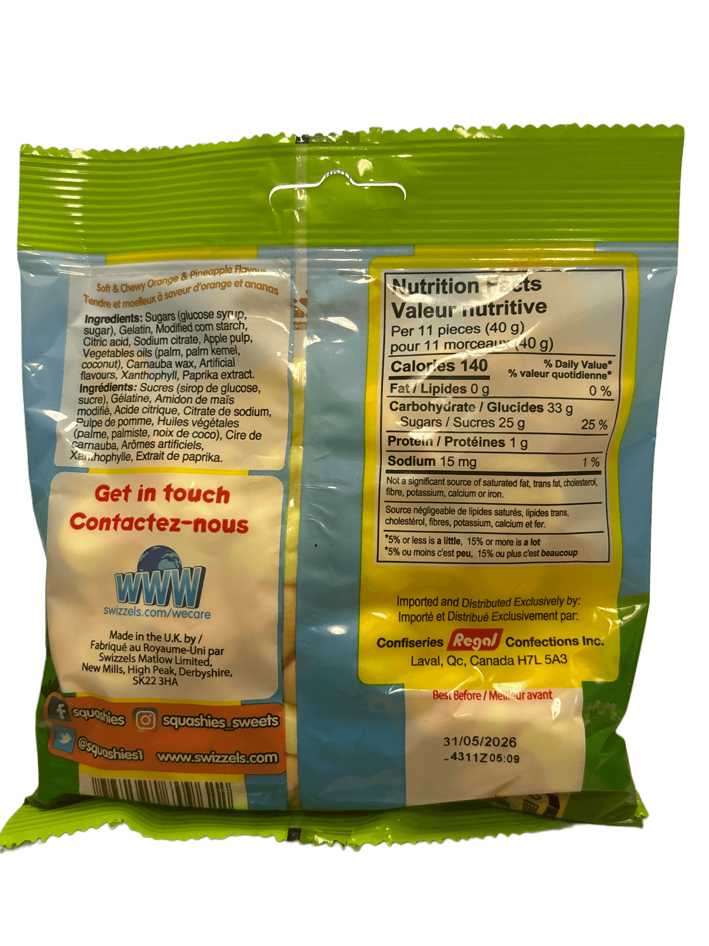 Squashies Easter Orange & Pineapple Candy Bag 160G