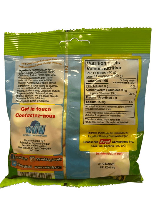 Squashies Easter Orange & Pineapple Candy Bag 160G