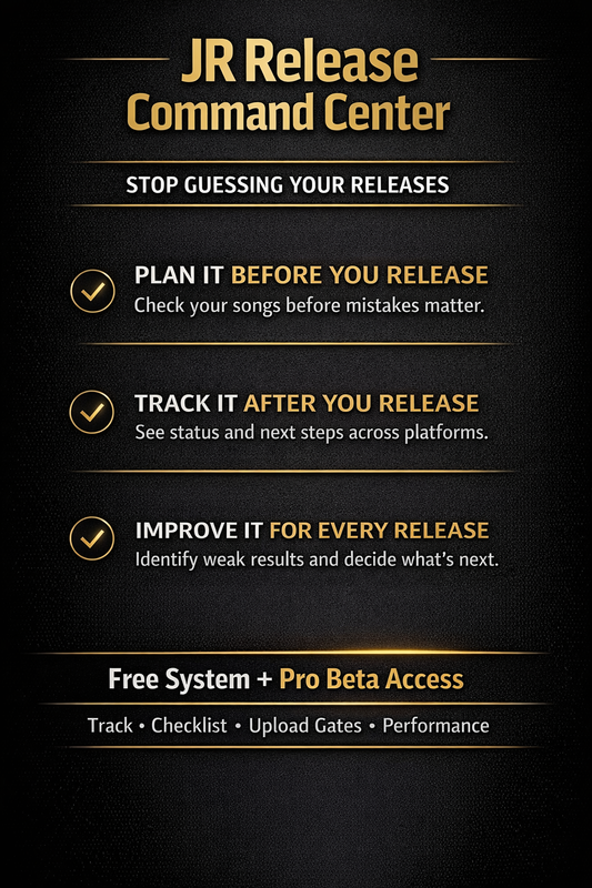 Promotional graphic for JR Release Command Center with text on a dark background