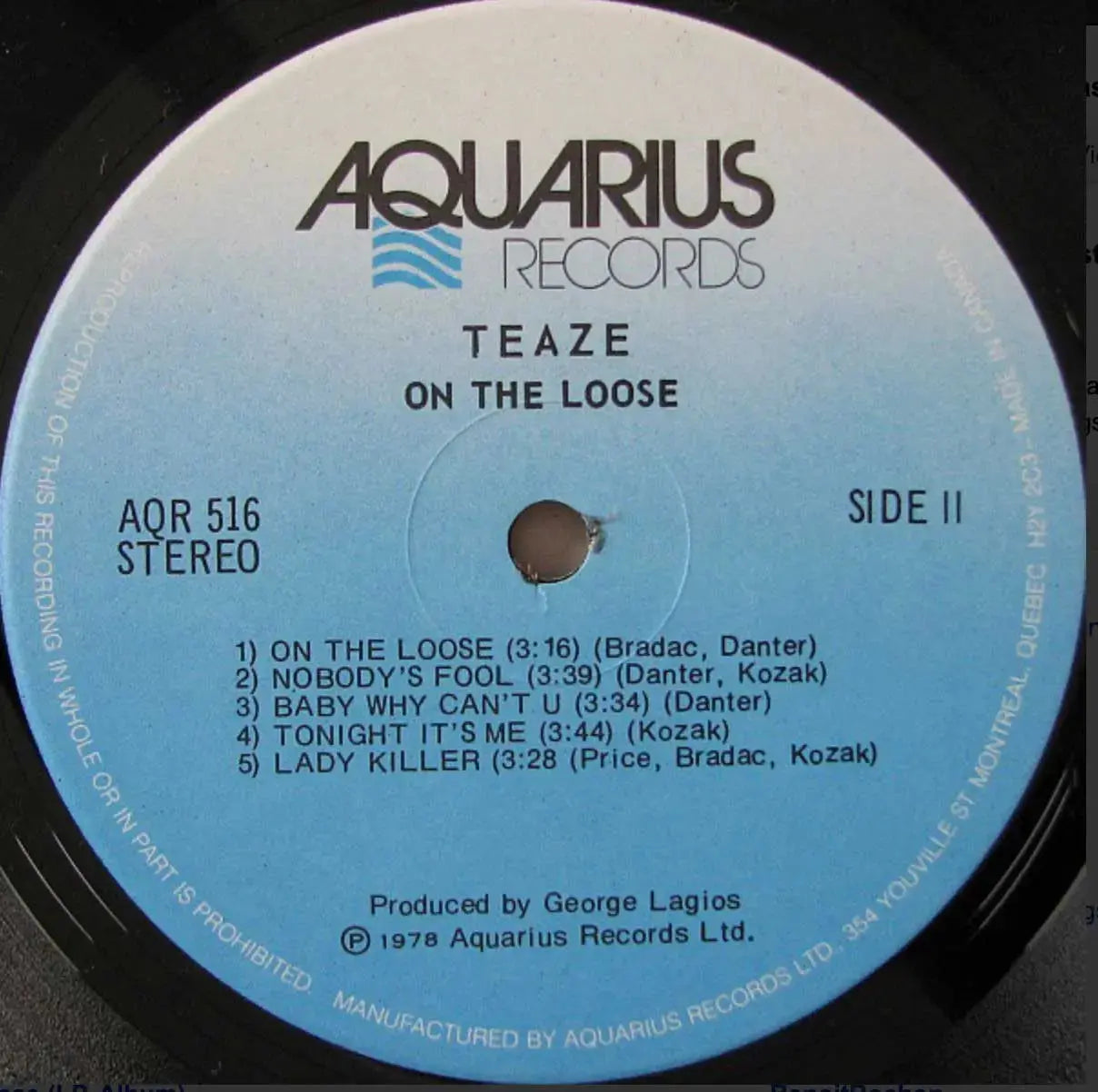 Teaze - On The Loose - 1st Pressing