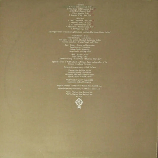 Gordon Lightfoot – Old Dan's Records - Early Pressing