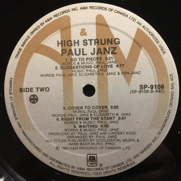 Paul Janz – High Strung - 1985 Original