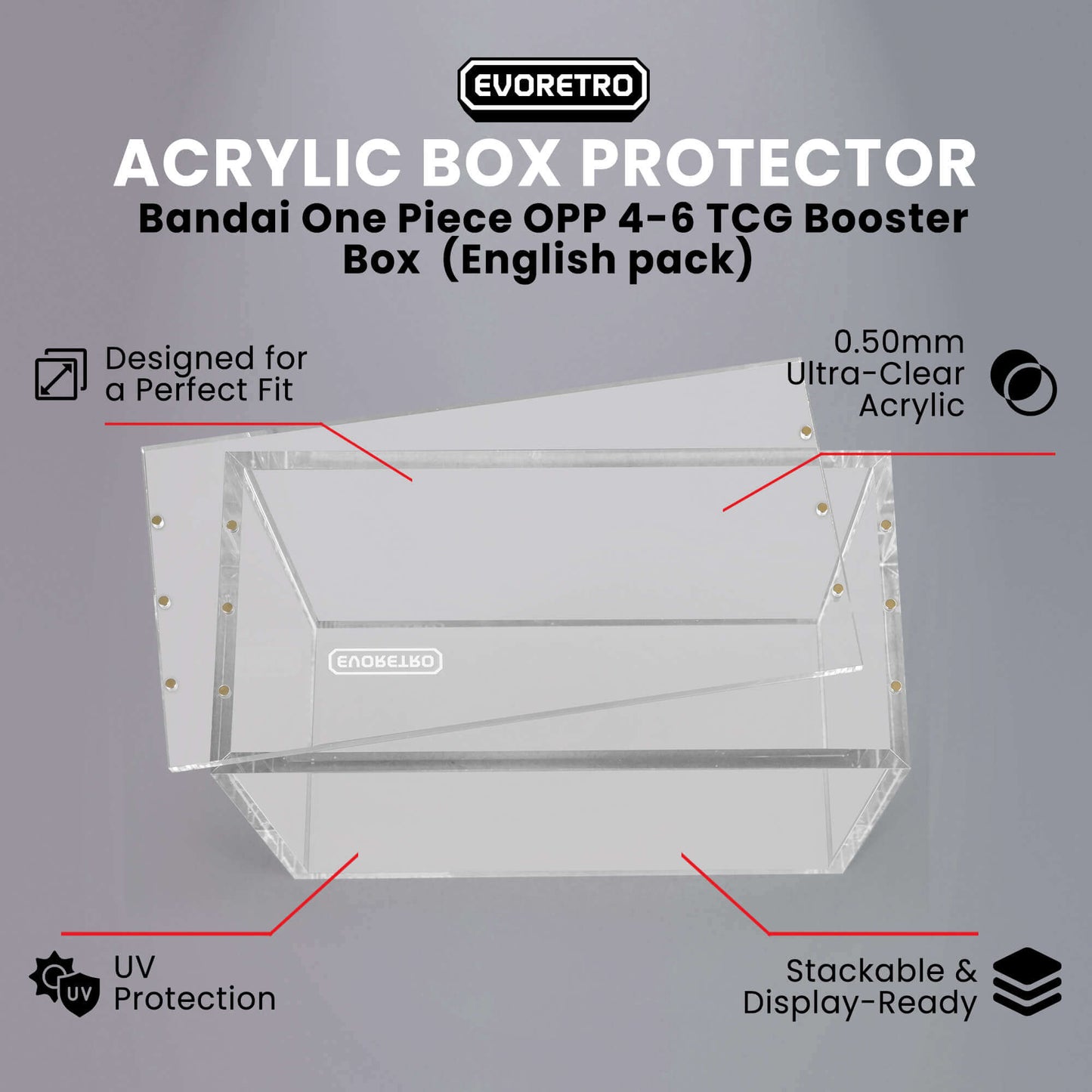 Acrylic Case Display for Bandai One Piece OPP 4 - 6 TCG Booster Box English Pack of 1 - Jack Righteous