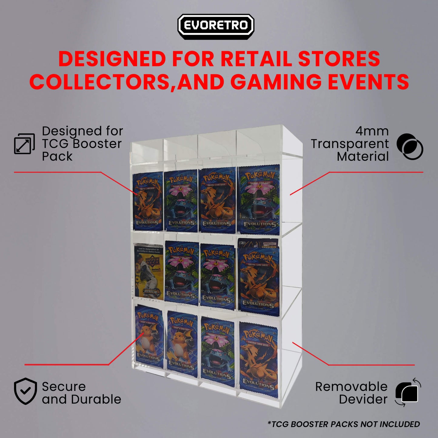 Acrylic Display Stand for Booster DispenserPacks – Retail Counter Unit with Top Shelf - Jack Righteous