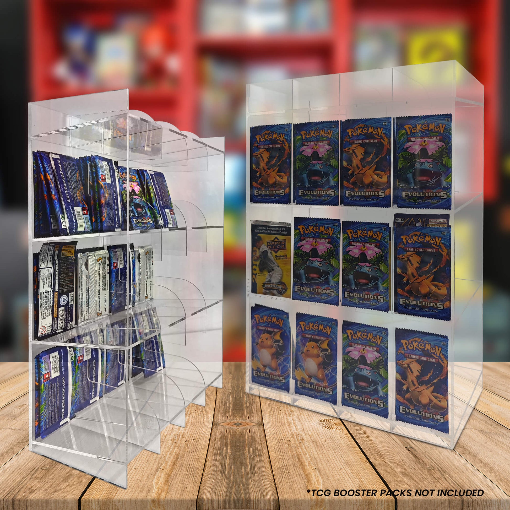 Acrylic Display Stand for Booster DispenserPacks – Retail Counter Unit with Top Shelf - Jack Righteous