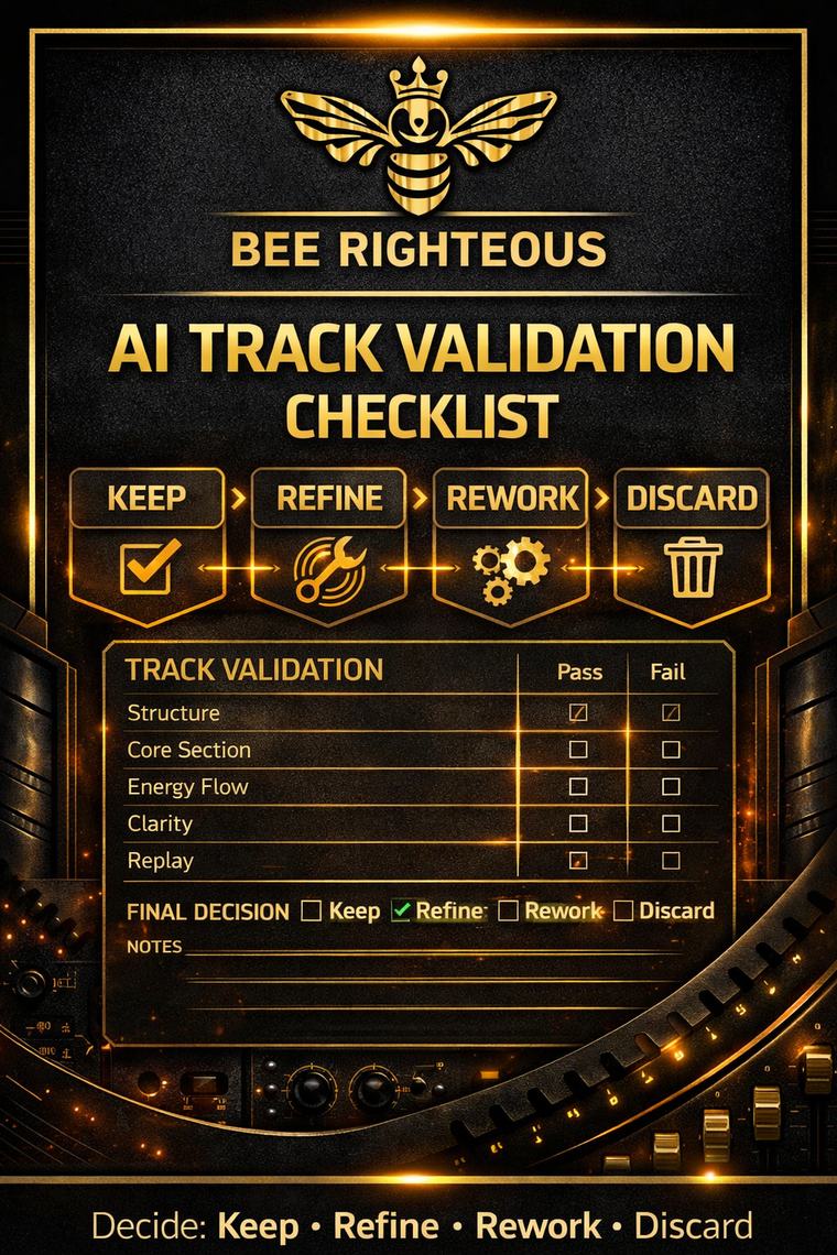 AI Track Validation Checklist for reviewing song quality, creator intent, technical readiness and release decisions