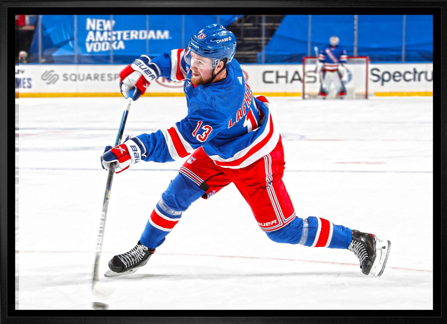 Alexis Lafreniere New York Rangers Framed 20x29 Shooting Canvas - Jack Righteous