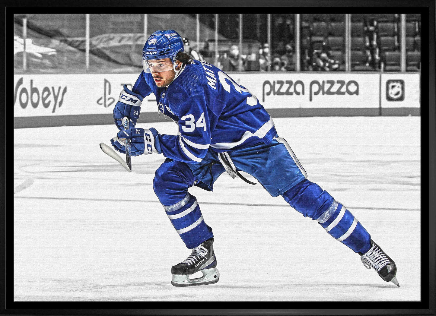 Auston Matthews Toronto Maple Leafs Framed 20x29 Hustling Spotlight Canvas - Jack Righteous