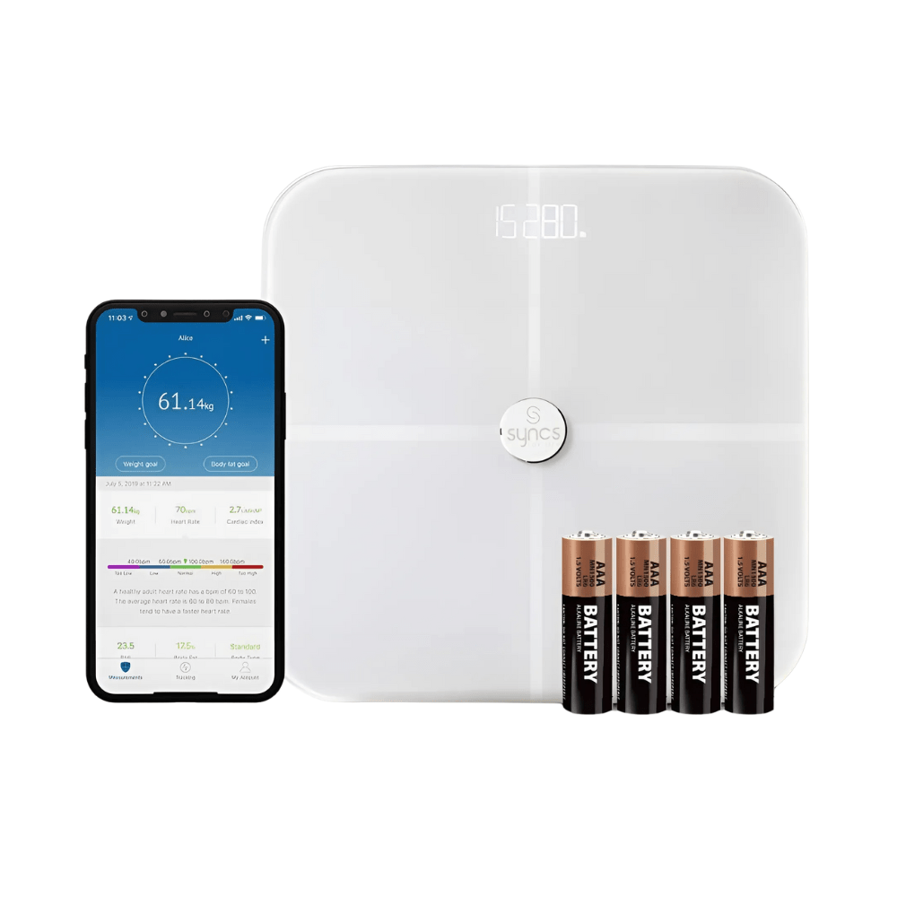 Balance numérique intelligente Syncs Smart Body avec moniteur de fréquence cardiaque et indice de santé corporelle - Jack Righteous