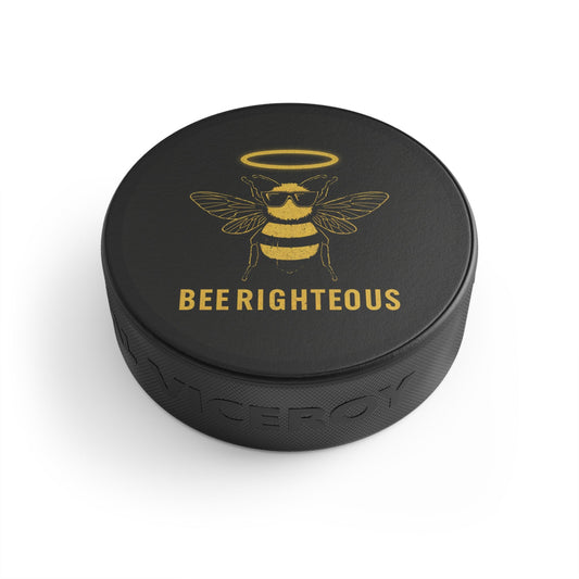 Bee Righteous Hockey Puck - Unique Sports Gift for Hockey Fan Decor - Jack Righteous