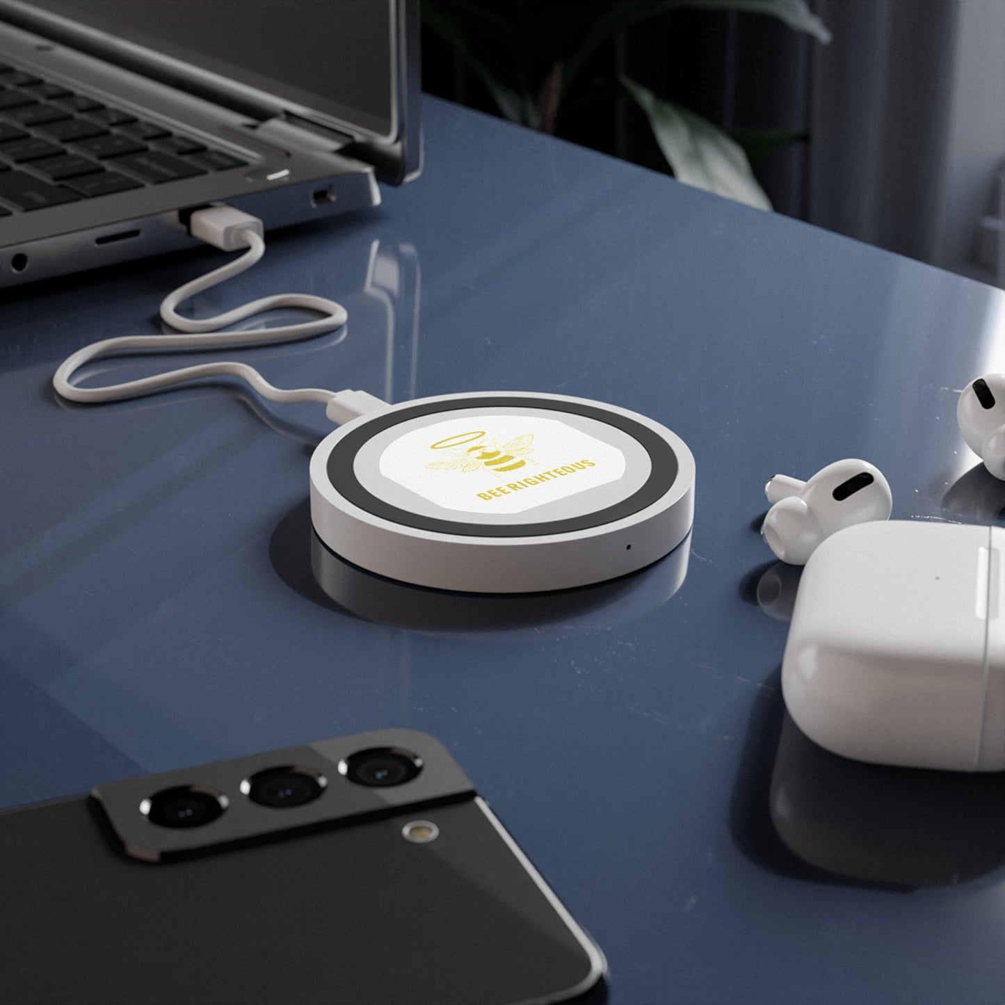Bee Righteous Wireless Charging Pad - Cute Bee Design, Eco - Friendly Tech Gift, Perfect for Home & Office, Unique Gift for Bee Lovers - Jack Righteous