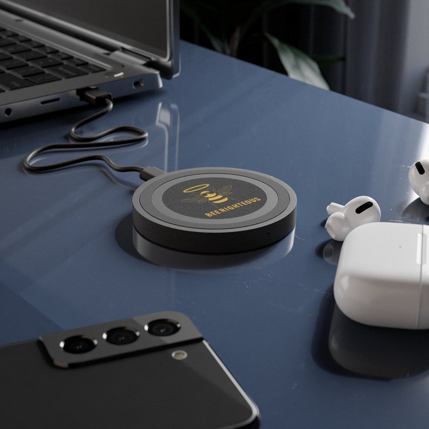 Bee Righteous Wireless Charging Pad - Cute Bee Design, Eco - Friendly Tech Gift, Perfect for Home & Office, Unique Gift for Bee Lovers - Jack Righteous