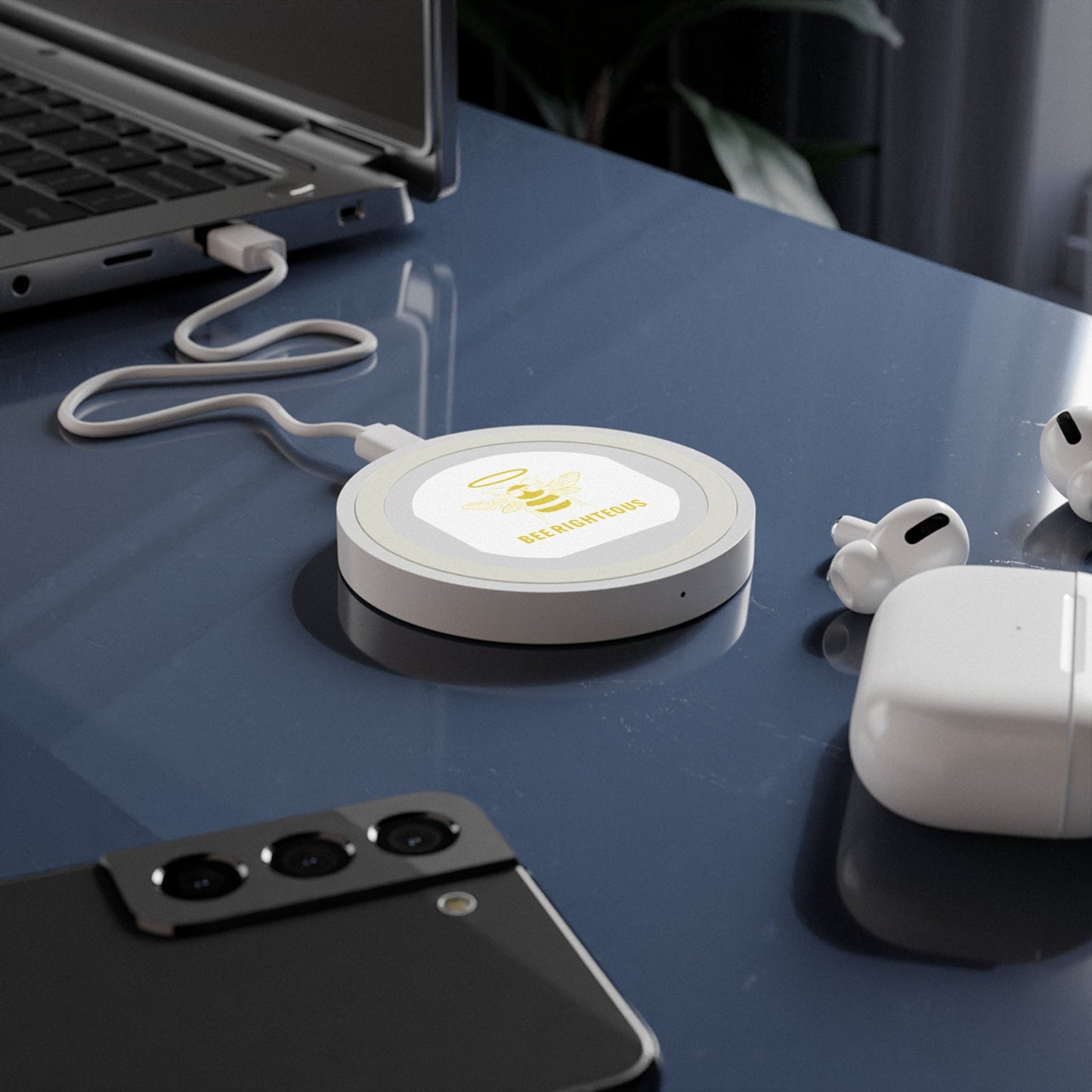 Bee Righteous Wireless Charging Pad - Cute Bee Design, Eco - Friendly Tech Gift, Perfect for Home & Office, Unique Gift for Bee Lovers - Jack Righteous