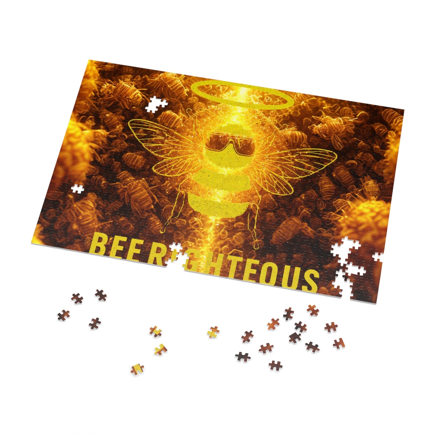 Bee - themed Jigsaw Puzzle with Tin - Fun Gift for Puzzle Lovers, Family Activity, Unique Home Décor, Games Night, BEE - RIGHTEOUS Design - Jack Righteous