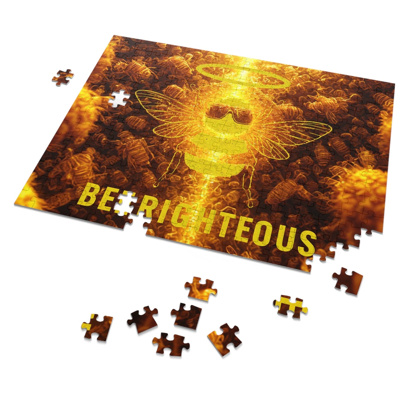 Bee - themed Jigsaw Puzzle with Tin - Fun Gift for Puzzle Lovers, Family Activity, Unique Home Décor, Games Night, BEE - RIGHTEOUS Design - Jack Righteous
