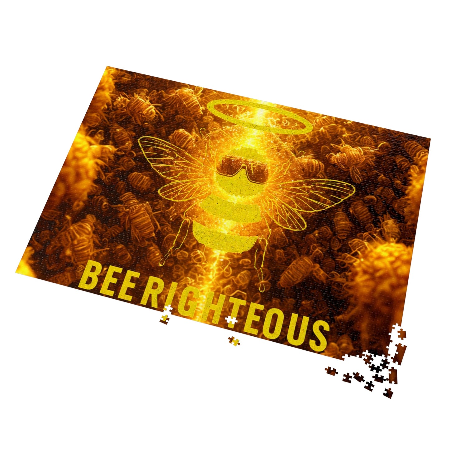 Bee - themed Jigsaw Puzzle with Tin - Fun Gift for Puzzle Lovers, Family Activity, Unique Home Décor, Games Night, BEE - RIGHTEOUS Design - Jack Righteous