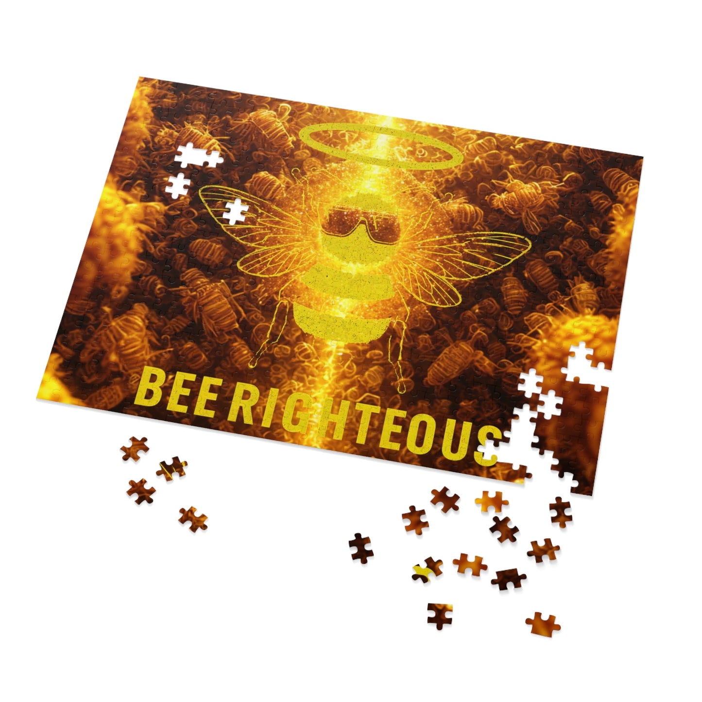 Bee - themed Jigsaw Puzzle with Tin - Fun Gift for Puzzle Lovers, Family Activity, Unique Home Décor, Games Night, BEE - RIGHTEOUS Design - Jack Righteous