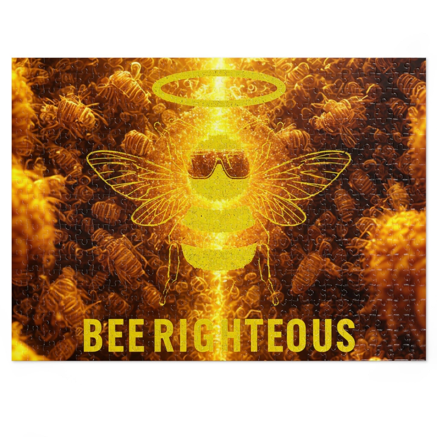 Bee - themed Jigsaw Puzzle with Tin - Fun Gift for Puzzle Lovers, Family Activity, Unique Home Décor, Games Night, BEE - RIGHTEOUS Design - Jack Righteous