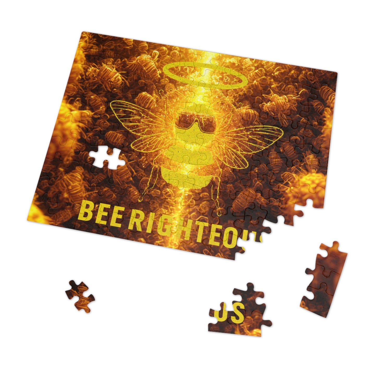 Bee - themed Jigsaw Puzzle with Tin - Fun Gift for Puzzle Lovers, Family Activity, Unique Home Décor, Games Night, BEE - RIGHTEOUS Design - Jack Righteous