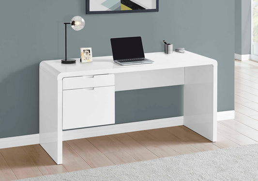 Bureau d'ordinateur moderne blanc avec tiroir - Monarch (I7581) - Jack Righteous