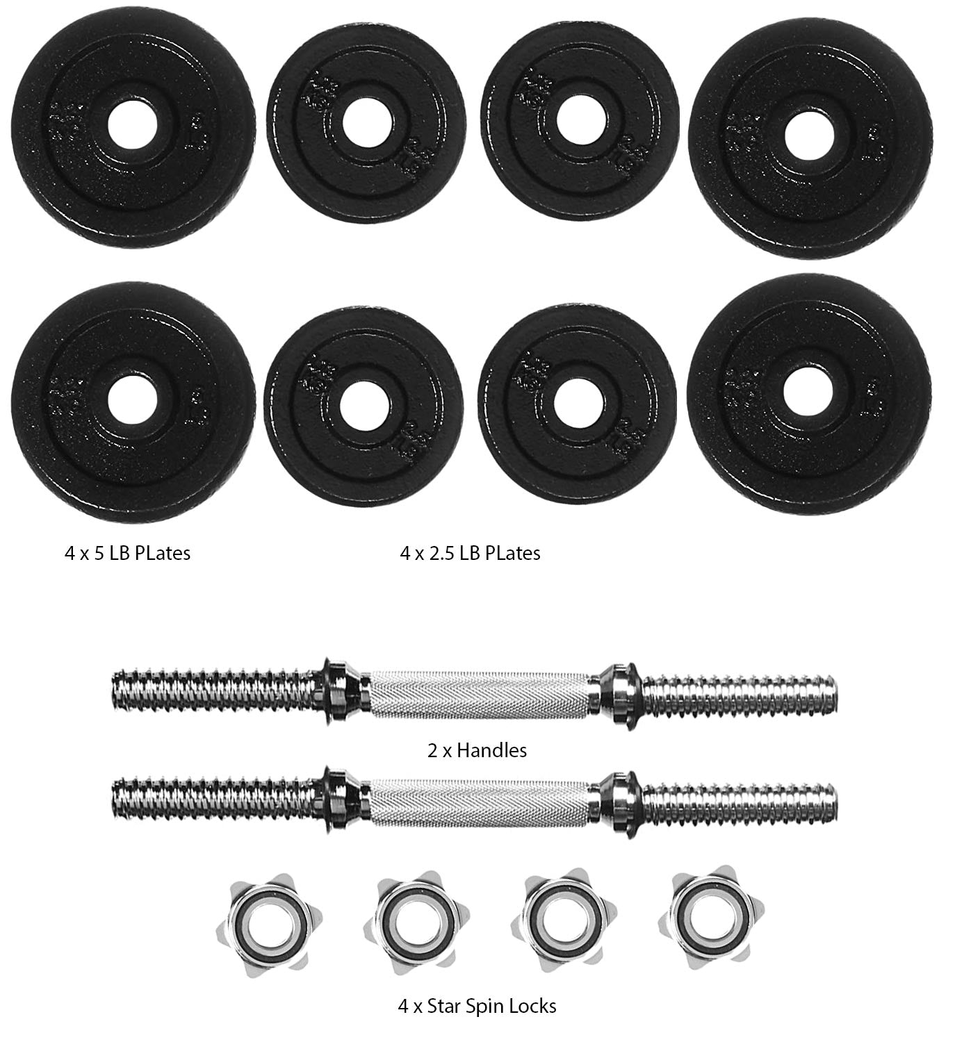 Cast Iron Adjustable Dumbbell Set with Barbell Bar Connector - Jack Righteous