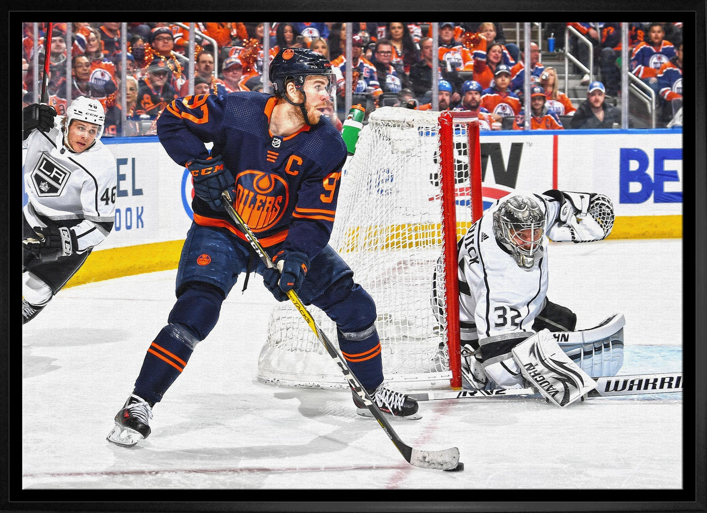 Connor McDavid Edmonton Oilers Framed 20x29 Canvas vs Los Angeles Kings - Jack Righteous