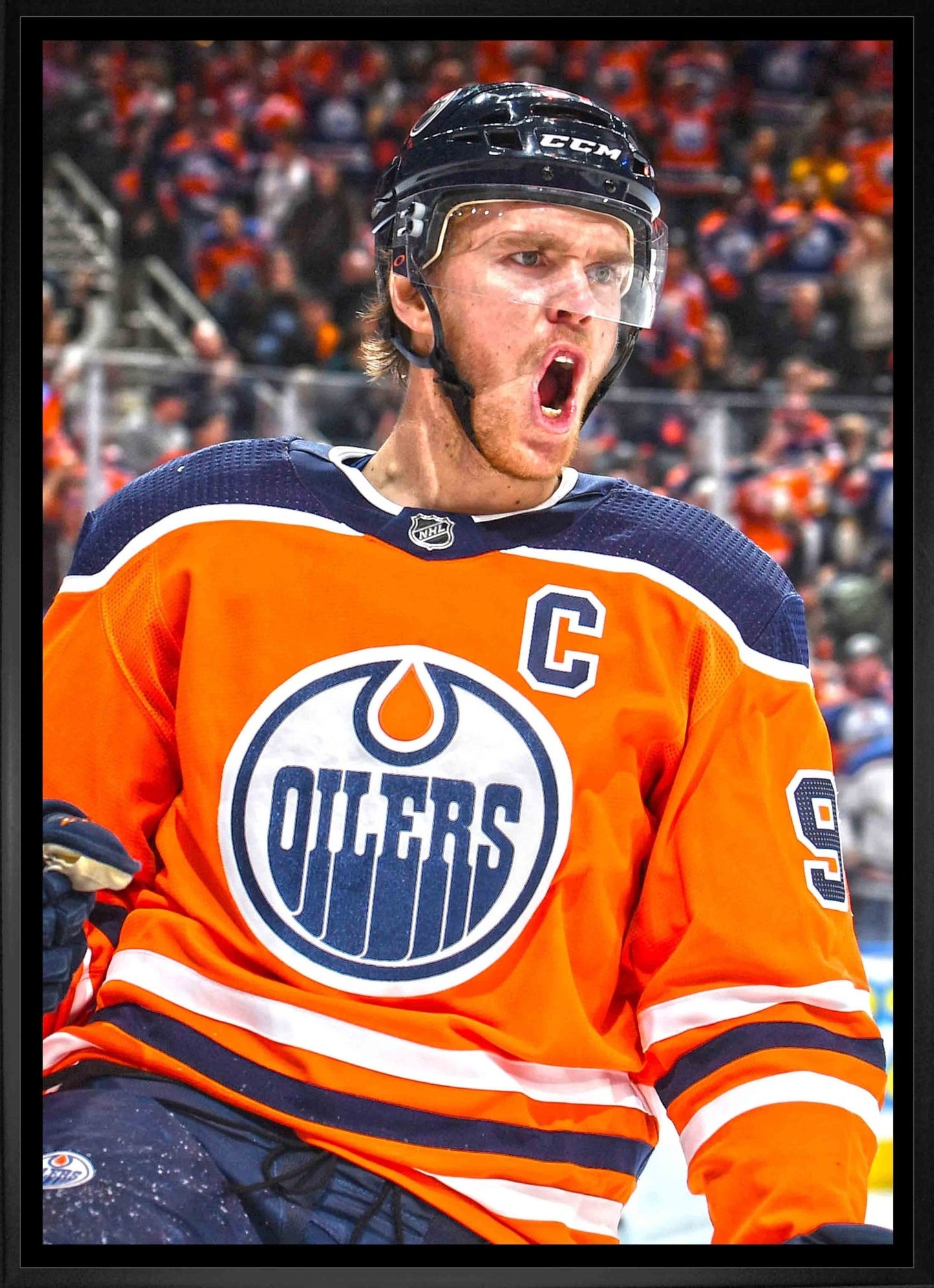 Connor McDavid Edmonton Oilers Framed 20x29 Goal Celebration Close - Up Canvas - Jack Righteous