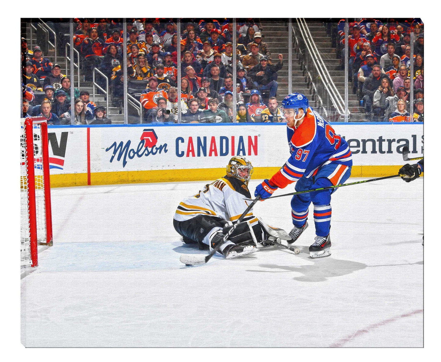 Connor McDavid Unsigned 16x20 Canvas Oilers vs Bruins - Jack Righteous
