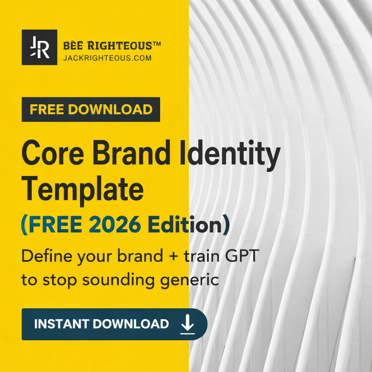 Core Brand Identity Template 2026 for creators using GPT to define positioning, voice, audience and brand direction
