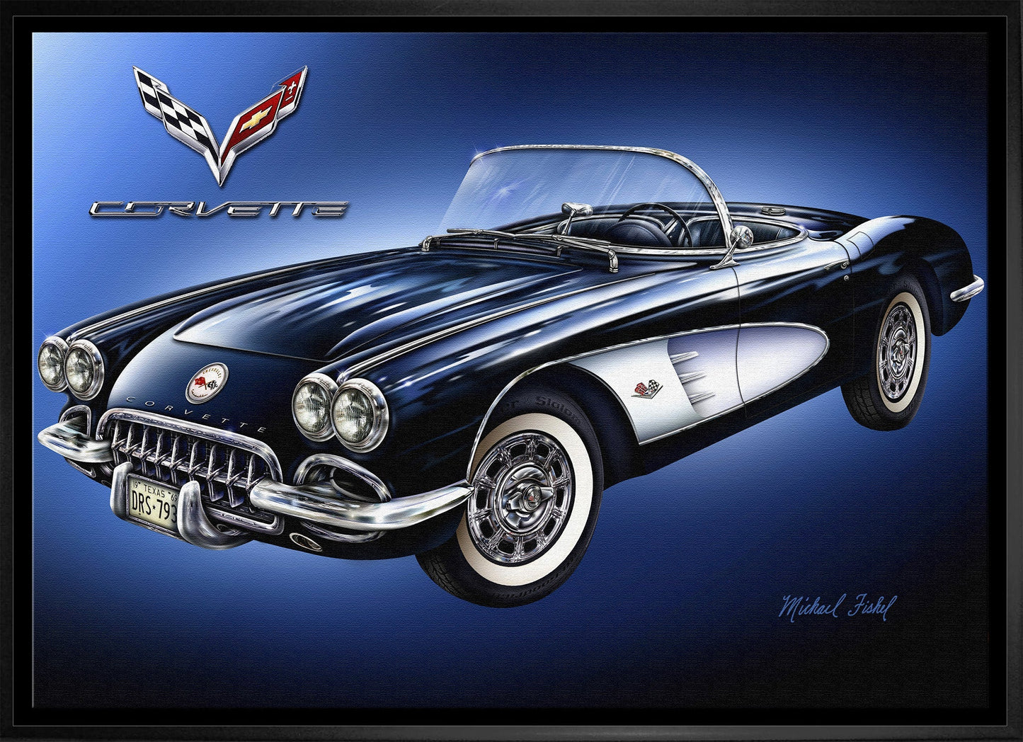 Corvette 20x29 Framed Canvas by Michael Fishel - Jack Righteous