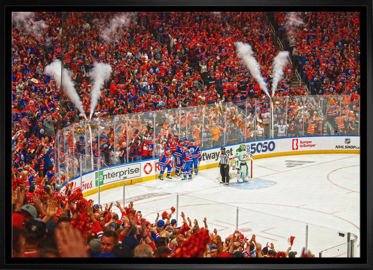 Edmonton Oilers 20x29 Framed Canvas Conference Final Celebration - Jack Righteous