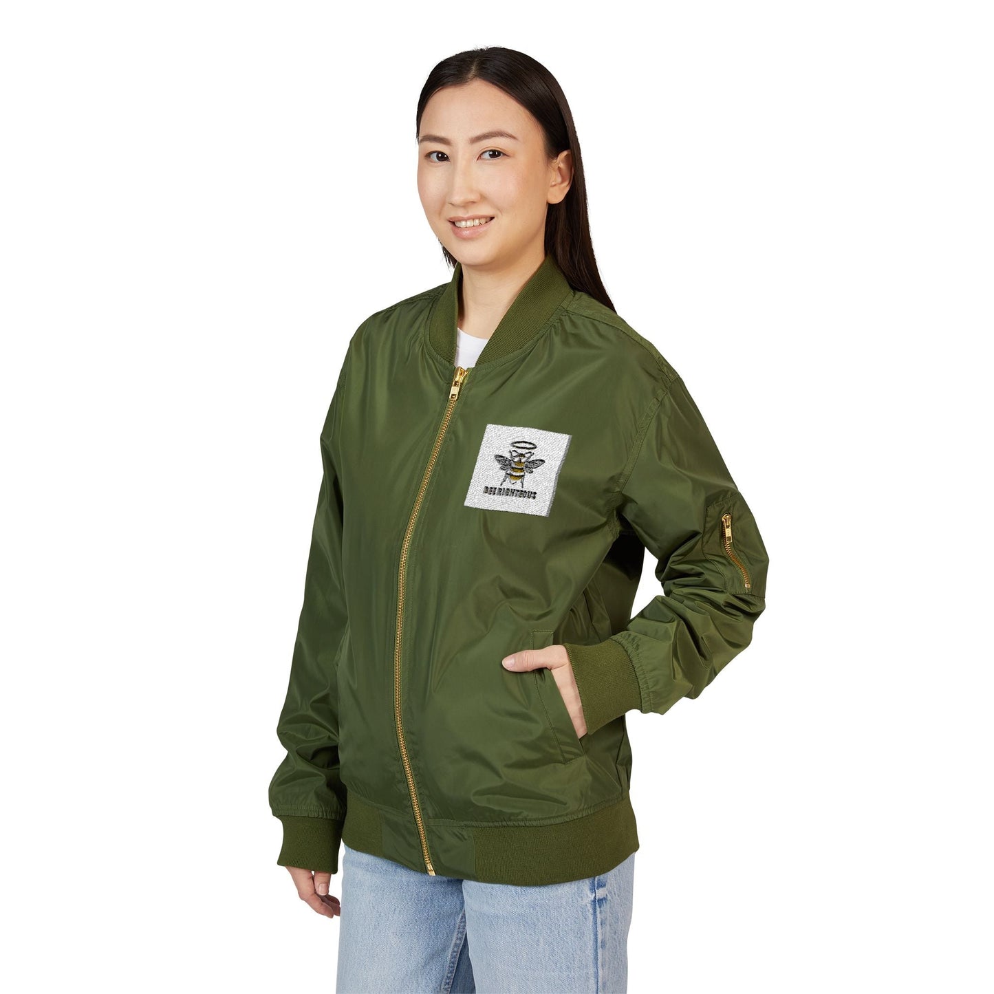 Embroidered Bomber Jacket - BEE RIGHTEOUS Design - Jack Righteous