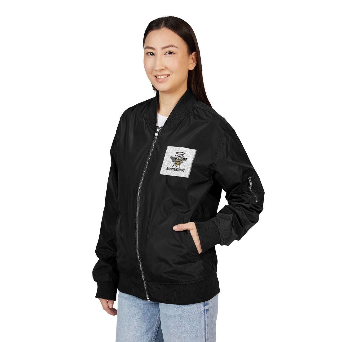 Embroidered Bomber Jacket - BEE RIGHTEOUS Design - Jack Righteous