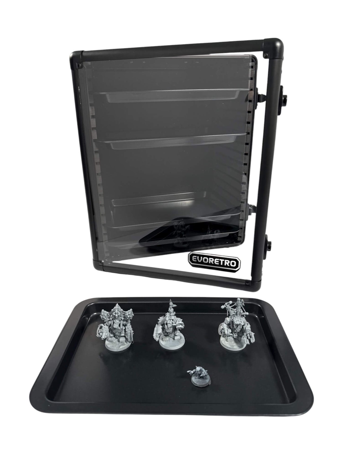 EVORETRO Aluminum Miniatures Display Case with 5 Magnetic Trays - Jack Righteous