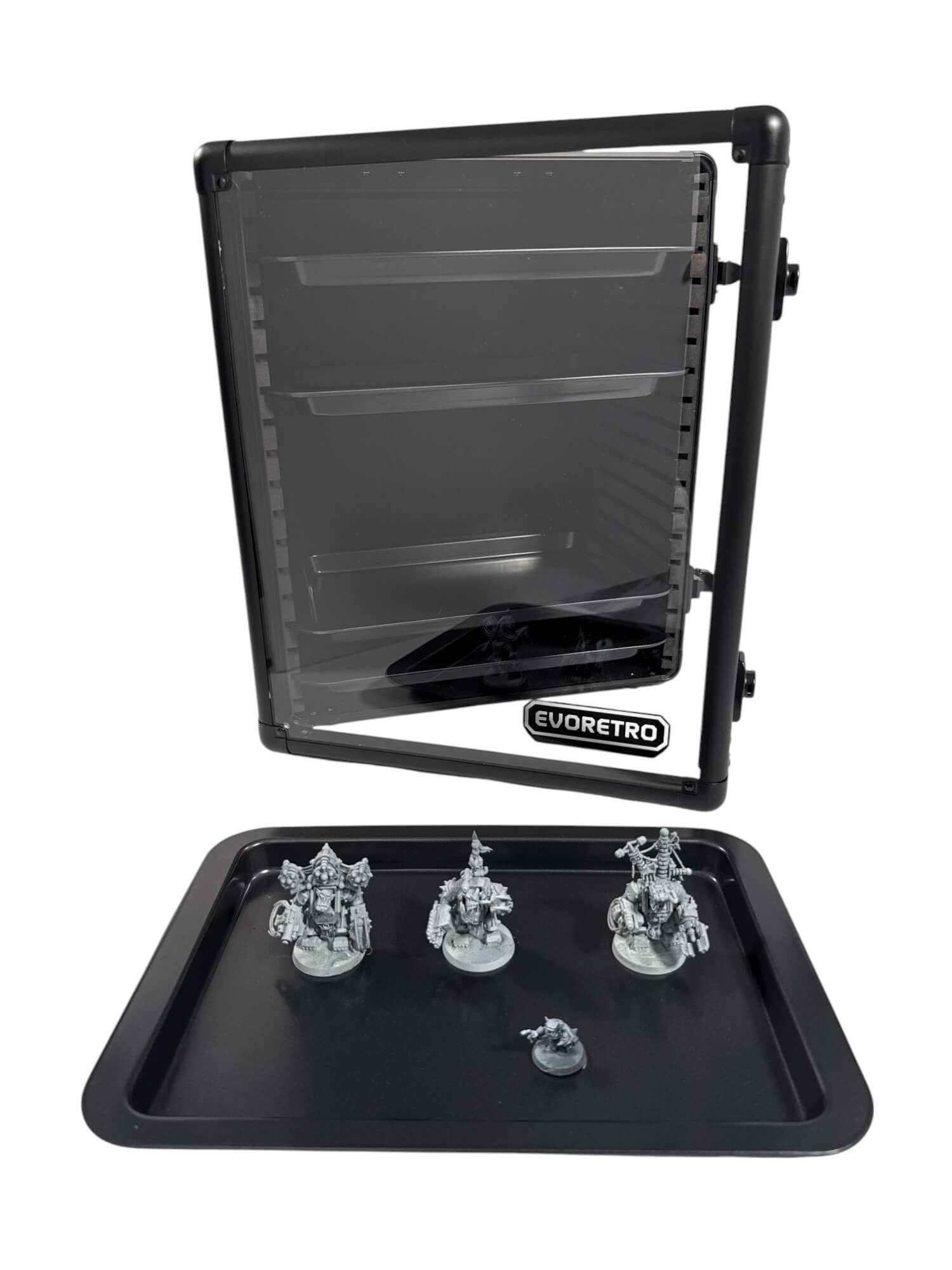 EVORETRO Aluminum Miniatures Display Case with 5 Magnetic Trays - Jack Righteous