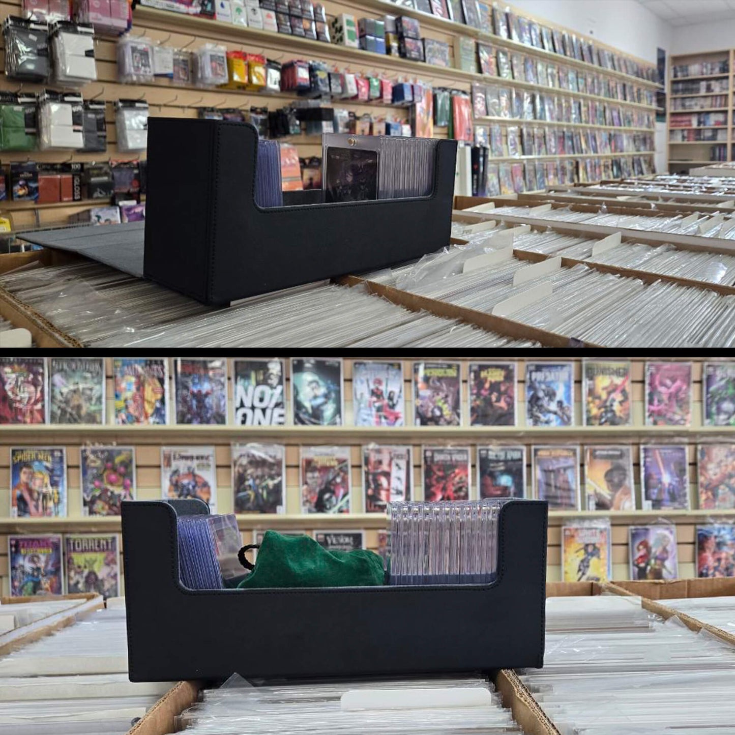 EVORETRO Lightweight Magnetic Card Holder - 180+ Toploaders or 500+ Trading Cards | Black/Grey - Jack Righteous