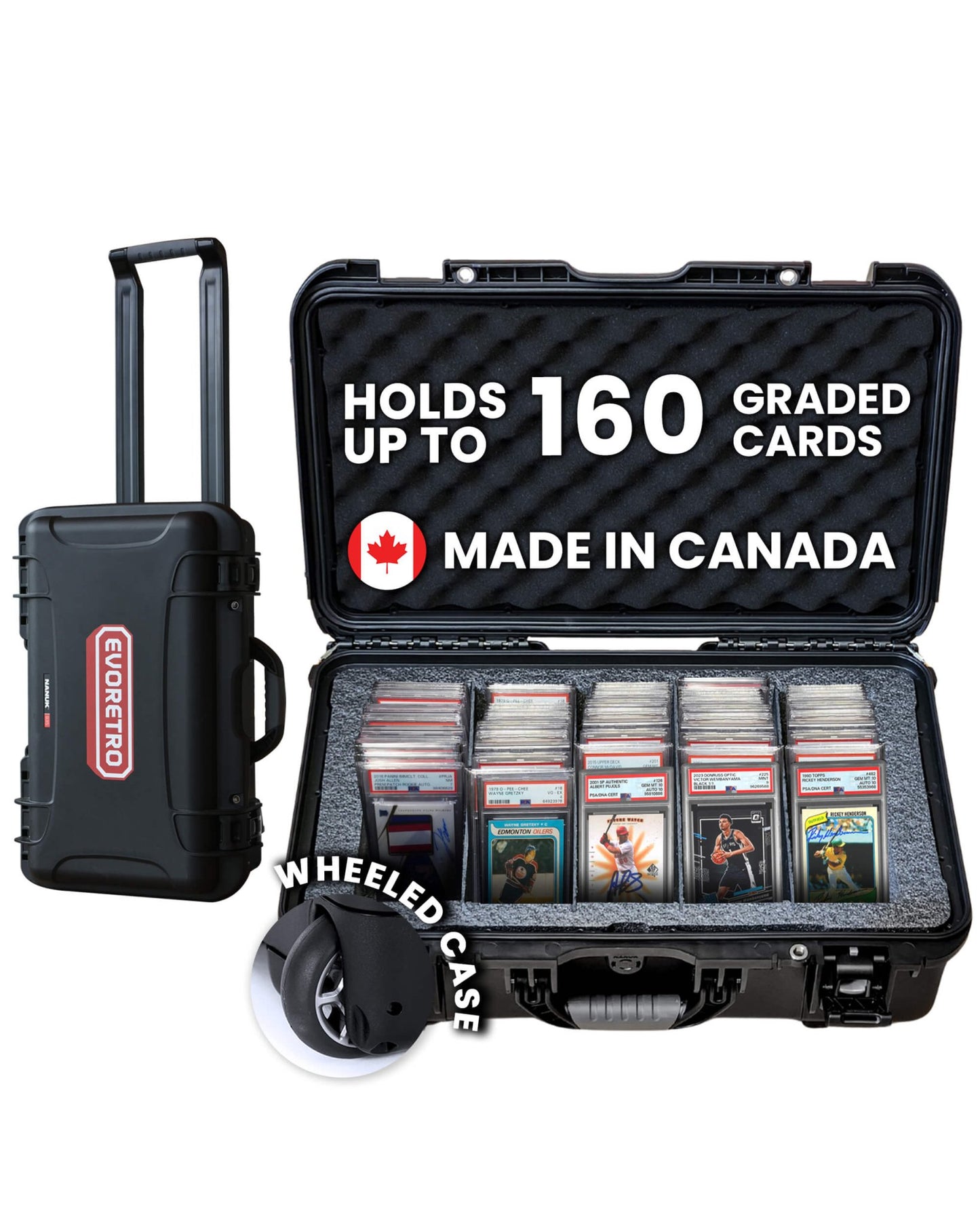 EVORETRO Waterproof Wheeled Card Case - Holds 160 Graded Slabs - Jack Righteous