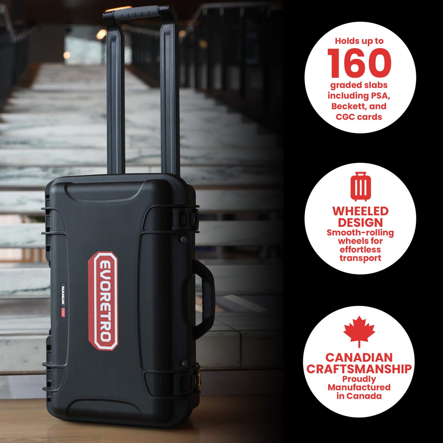 EVORETRO Waterproof Wheeled Card Case - Holds 160 Graded Slabs - Jack Righteous