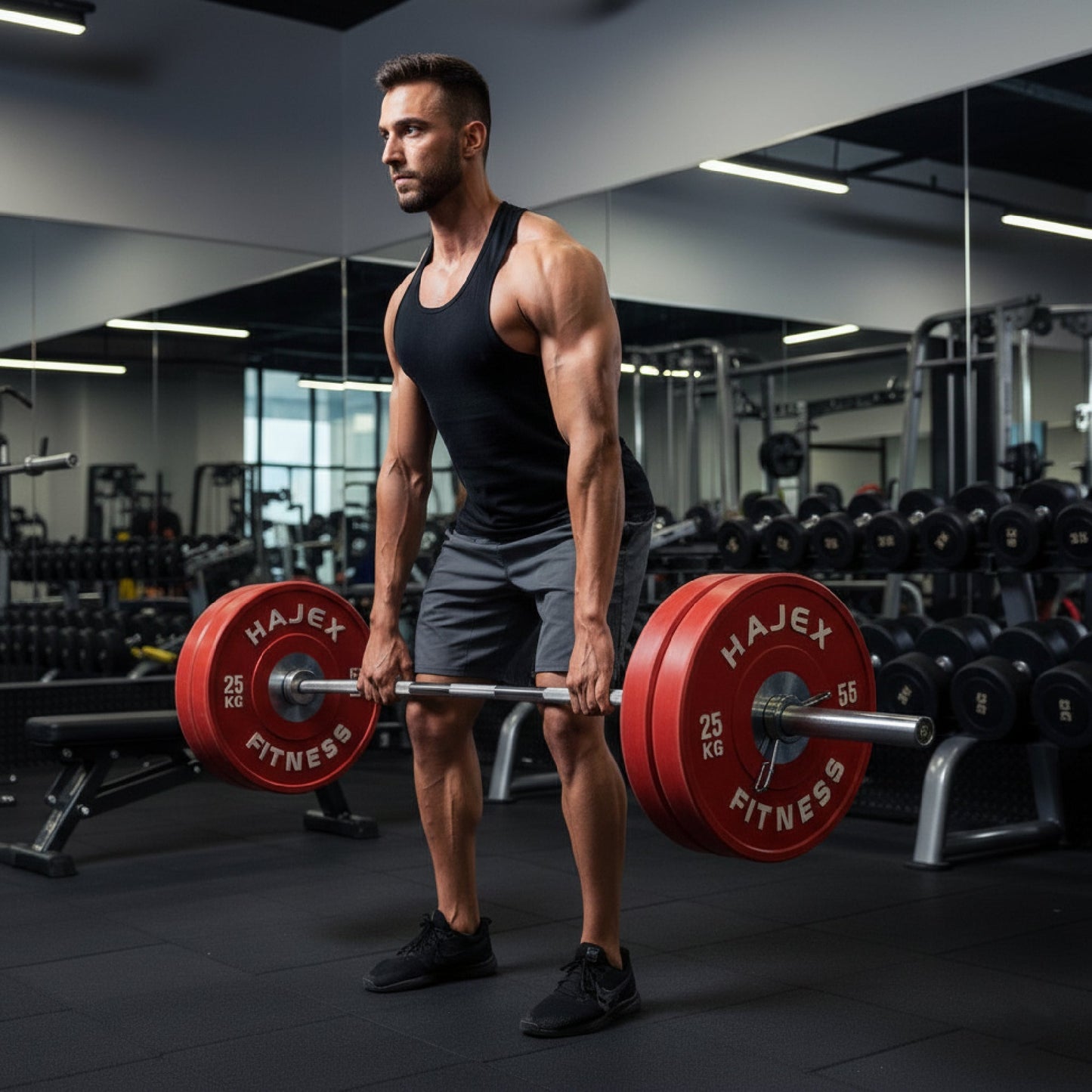 HAJEX Olympic Competition Steel Hub Bumper Plates Colored - 15, 25, 35, 45, 55 LB - Jack Righteous