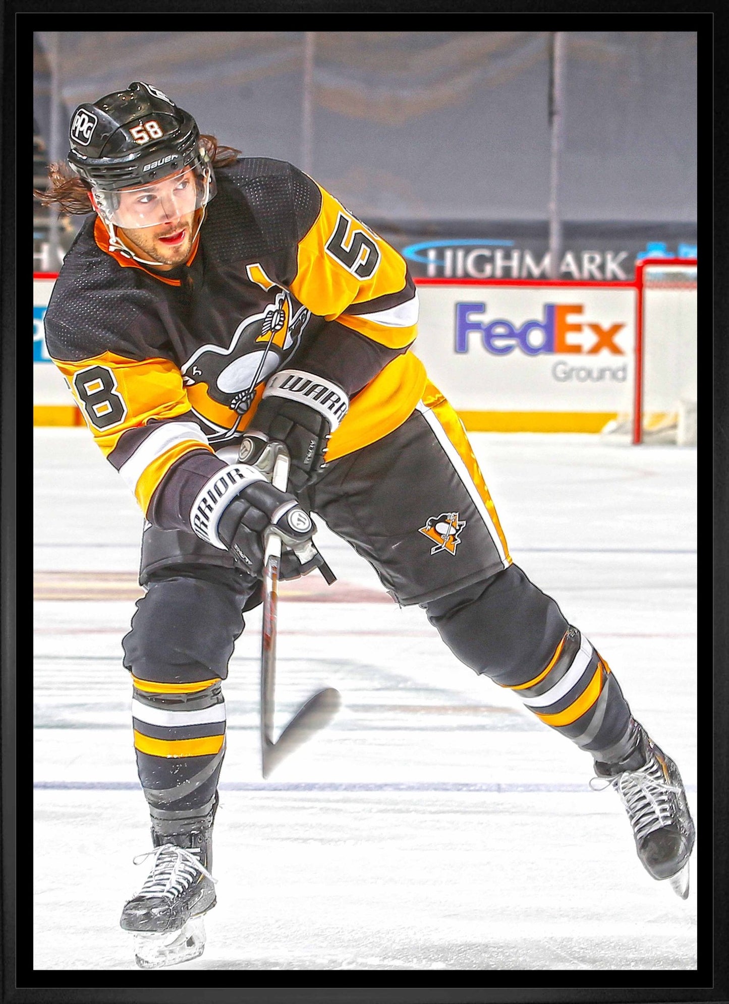 Kris Letang Pittsburgh Penguins Framed 20x29 Shooting Canvas - Jack Righteous