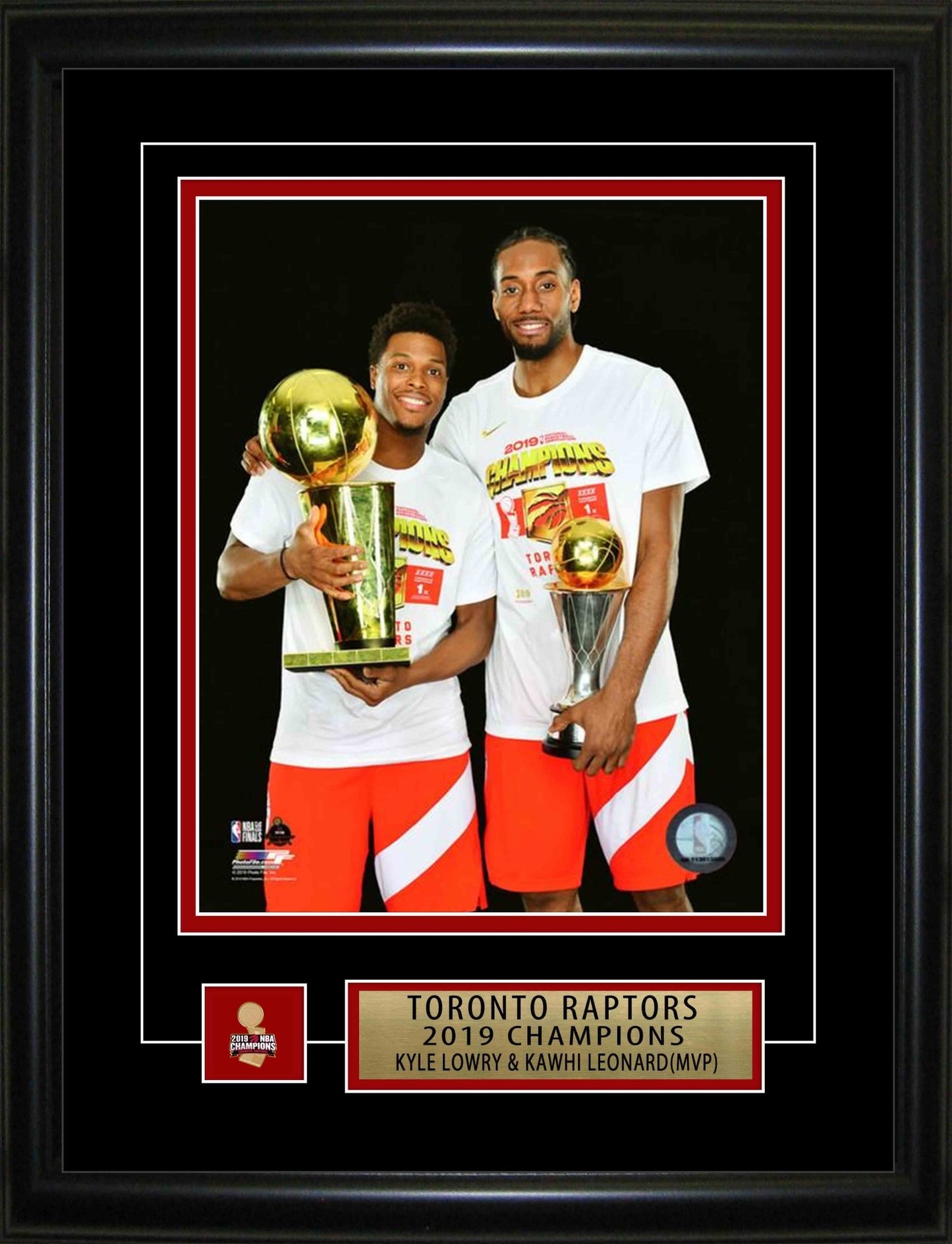 Kyle Lowry and Kawhi Leonard Toronto Raptors Framed 8x10 2019 World Champion Holding Both Trophies Photo - Jack Righteous