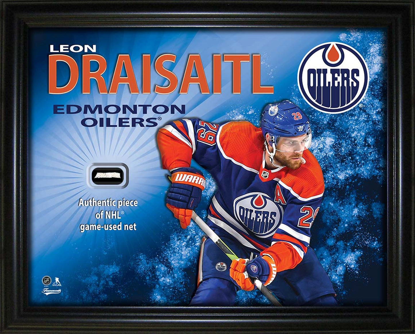 Leon Draisaitl 16x20 PhotoGlass Frame with Authentic NHL Game - Used Net – Edmonton Oilers - Jack Righteous