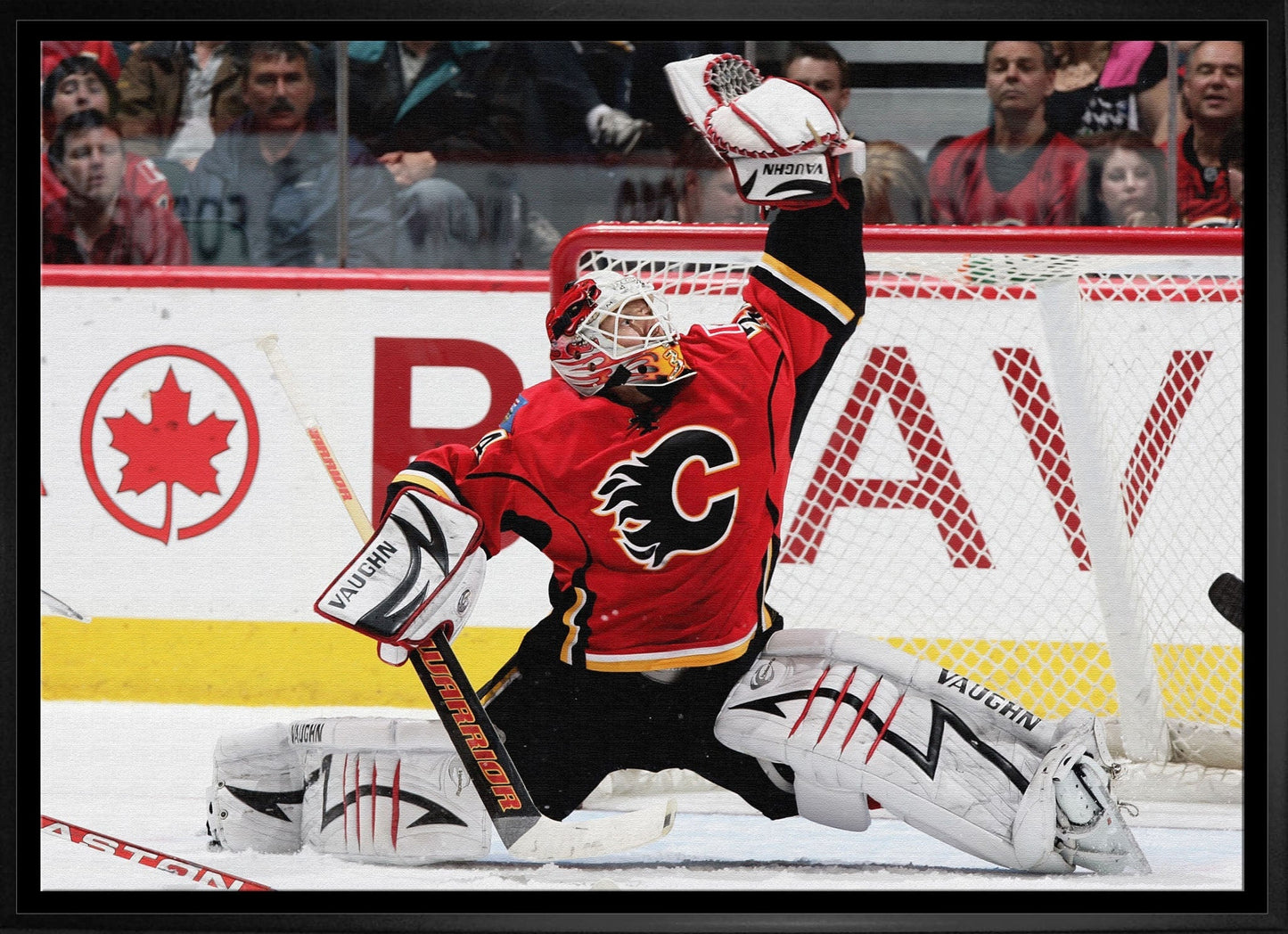 Miikka Kiprusoff 20x29 Framed Canvas Flames Glove Save - H - Jack Righteous