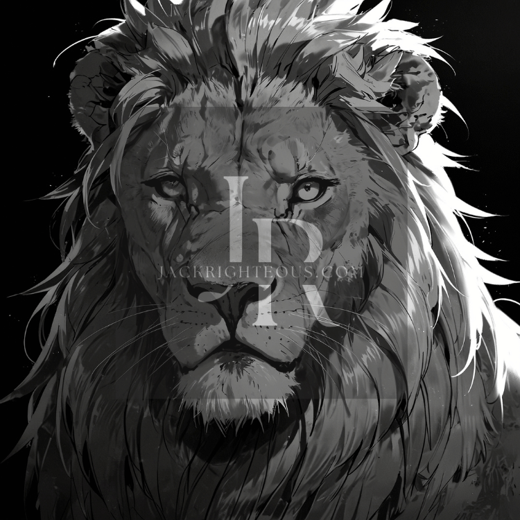 Monochromatic Majestic Lion Art Pack - 8 High - Res Digital Illustrations - Jack Righteous
