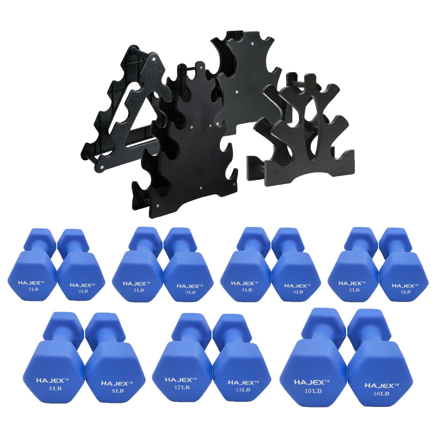 Neoprene Dumbbells Pairs & Sets With Rack - Jack Righteous